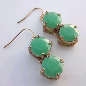 Crystal Drop Earrings Gold Green Diamond Dangle Gemstone St Patricks Day